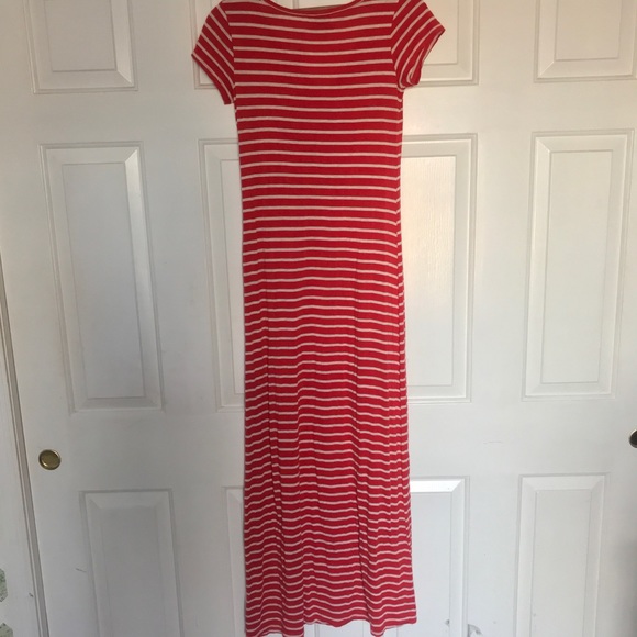 Red & White Striped T-Shirt Maxi Dress - Picture 2 of 4